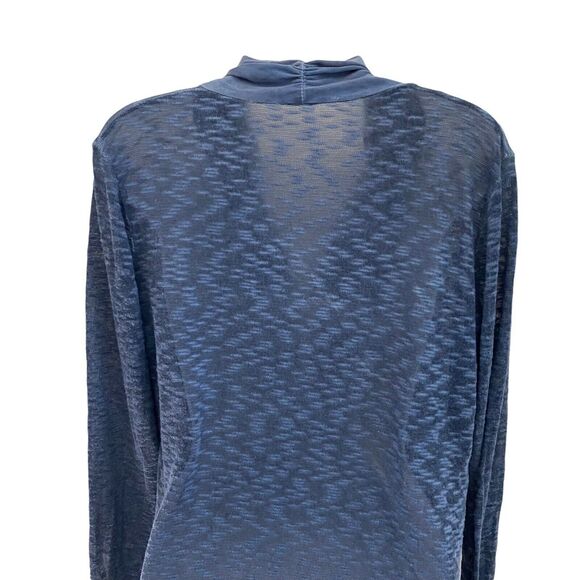 Lungo L'arno Medium Cardigan Sweater Blue Draped Open Front Thin - Picture 6 of 10